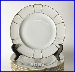 12pc Rosenthal Bavaria Barrock Dinner Plates, c1920. Off white with gold