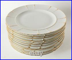 12pc Rosenthal Bavaria Barrock Dinner Plates, c1920. Off white with gold