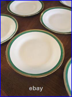 13 Richard Ginori PALMERO GREEN 8 Lunch/Salad Plates. Mint Cond. Gold Encrusted