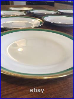 13 Richard Ginori PALMERO GREEN 8 Lunch/Salad Plates. Mint Cond. Gold Encrusted