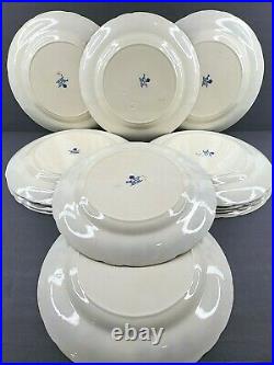 13 Royal Cauldron Floral Dinner Plates Set Vintage 10.25 Blue Gold Rim England