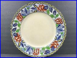 13 Royal Cauldron Floral Dinner Plates Set Vintage 10.25 Blue Gold Rim England