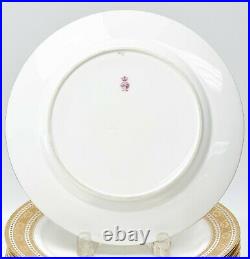 14 Minton England Gilt Porcelain Dinner Plates in H1417, 1910