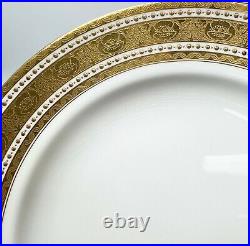 14 Minton England Gilt Porcelain Dinner Plates in H1417, 1910