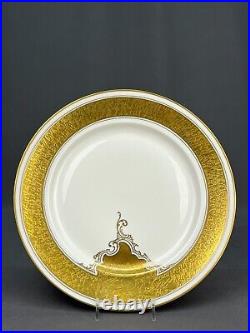 15 Haviland Limoges Heavy Gold & White Leaf & Scroll 10 7/8 Dinner Plates 1900