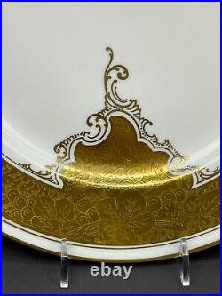 15 Haviland Limoges Heavy Gold & White Leaf & Scroll 10 7/8 Dinner Plates 1900