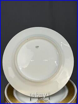 15 Haviland Limoges Heavy Gold & White Leaf & Scroll 10 7/8 Dinner Plates 1900