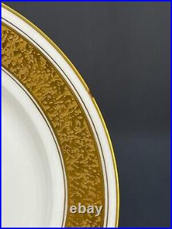 15 Haviland Limoges Heavy Gold & White Leaf & Scroll 10 7/8 Dinner Plates 1900