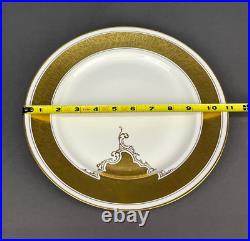 15 Haviland Limoges Heavy Gold & White Leaf & Scroll 10 7/8 Dinner Plates 1900