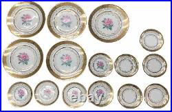 15 Pc Princess Rose Real Translucent Plates, Bread And Saucers 22 KT Gold (F)