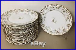 16 Theodore Haviland Limoges Dinner Plates Double Gold Rim Blue Scroll Pat 340