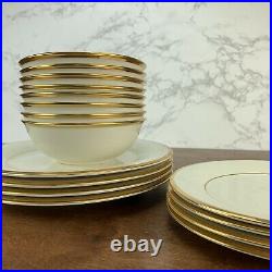 16 pcs Lenox China Eternal Dinner & Salad Plates, Bowls, featuring Gold Bands