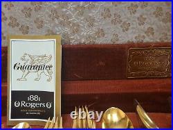 1881 Roger's Oneida Baroque Ornate Gold Plated Dinner Flateware Set 55pcs