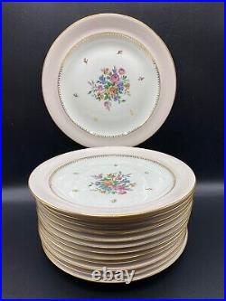 1950's French Limoge Dinnerware set 55 pieces Chastagner pink and gold floral