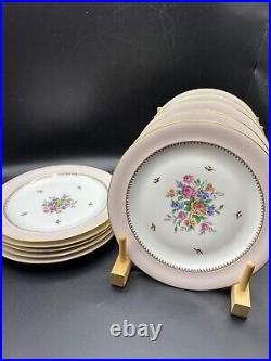 1950's French Limoge Dinnerware set 55 pieces Chastagner pink and gold floral