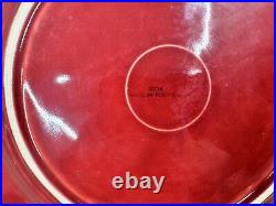 1950s Secla Majolica Portugal Secla Deep Red Cabbage Leaf 10.75 Dinner Plates3