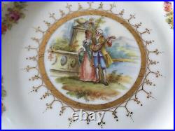 19th CENTURY CARL THIEME DRESDEN HAND PAINTED ROMANTIC SCENE & GOLD PLATE
