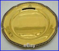 1st PAIR of GEORGE III silver & GOLD DINNER PLATES. Armorials. W. Fountain 1812