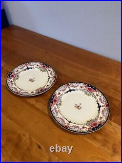 2 Antique Booths Crown dinner plates withgold trim Silicon China England rare mint
