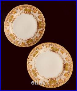 2 Antique Dinner Plates Theodore Haviland Limoges Art Nouveau Gold Floral Detail