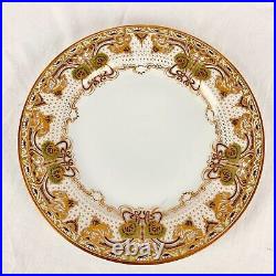 2 Antique Dinner Plates Theodore Haviland Limoges Art Nouveau Gold Floral Detail