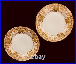 2 Antique Dinner Plates Theodore Haviland Limoges Art Nouveau Gold Floral Detail