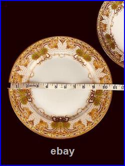 2 Antique Dinner Plates Theodore Haviland Limoges Art Nouveau Gold Floral Detail