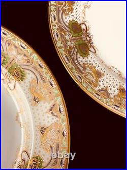 2 Antique Dinner Plates Theodore Haviland Limoges Art Nouveau Gold Floral Detail