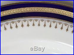 2 Antique Minton Cobalt Blue Raised Gold Encrusted Cabinet Dinner Plates 8.75