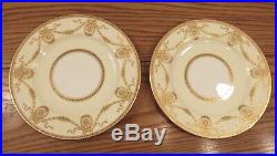 2 Antique Spode Copeland gold encrusted dinner plates wreath/garland 10 3/8 dia