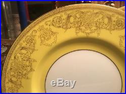 2 Dinner Plates Royal Worcester Gold Yellow 1932 England Bone China Excellent