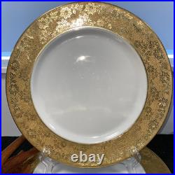 2 Limoges France Gold Encrusted Rim Floral Dinner Plates 11 Elite B & D WOWEE