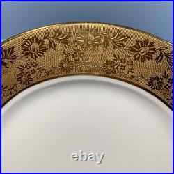 2 Limoges France Gold Encrusted Rim Floral Dinner Plates 11 Elite B & D WOWEE