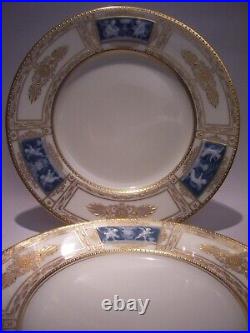 2 Minton Encrusted Raised Gold Pate Sur Pate Dinner Plates Mint Cond. 10 1/4