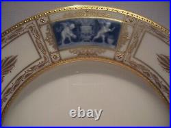 2 Minton Encrusted Raised Gold Pate Sur Pate Dinner Plates Mint Cond. 10 1/4