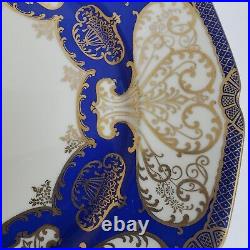 2 Rosenthal Ivory Dinner Cabinet Plates 10 5/8 Cobalt Blue Gold Scroll Bavaria