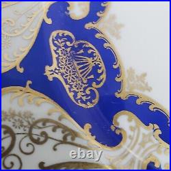 2 Rosenthal Ivory Dinner Cabinet Plates 10 5/8 Cobalt Blue Gold Scroll Bavaria