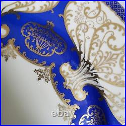 2 Rosenthal Ivory Dinner Cabinet Plates 10 5/8 Cobalt Blue Gold Scroll Bavaria