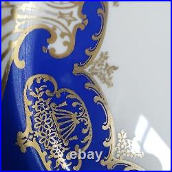 2 Rosenthal Ivory Dinner Cabinet Plates 10 5/8 Cobalt Blue Gold Scroll Bavaria