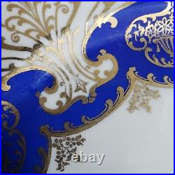 2 Rosenthal Ivory Dinner Cabinet Plates 10 5/8 Cobalt Blue Gold Scroll Bavaria