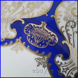 2 Rosenthal Ivory Dinner Cabinet Plates 10 5/8 Cobalt Blue Gold Scroll Bavaria