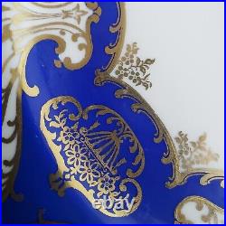 2 Rosenthal Ivory Dinner Cabinet Plates 10 5/8 Cobalt Blue Gold Scroll Bavaria