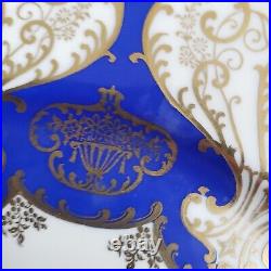 2 Rosenthal Ivory Dinner Cabinet Plates 10 5/8 Cobalt Blue Gold Scroll Bavaria