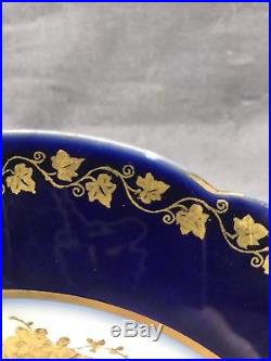 (2) Sevres Chateau De Tuileries Cherubs Cobalt & Gold King Louis Dinner Plates