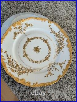 2 T&v Limoges France Hand Painted Gold 9.5 Dinner Plate Ovington Bros Ny