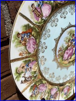 2 Vintage Royal Vienna Love Story 10 Dinner Plate Gold White and Pink Beehive