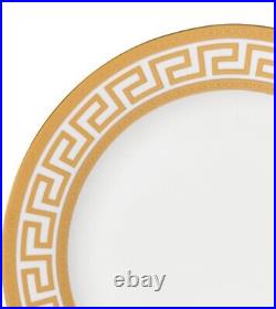 20 Piece Bone China Dinnerware Set Service For 4 White And Golden Greek Key