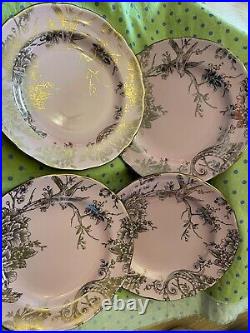222 Fifth Adelaide PINK Gold 4 Each, Dinner Plates, Luncheon, Bowls & Cups NEW