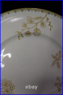 222 Fifth Avenue Teal Peacock Gold Flowers 12 Dinner Plates 10 3/4