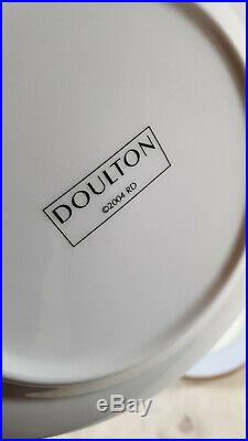 25pcs Doulton Service Dish Set Dinner Plate Cap Saucepan Soup Bowl Blue Gold